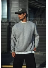 Kışlık Bisiklet Yaka Üç İplik Basic SweatShirt - Gri