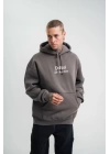 Unisex Kapşonlu Varak ve Pano Baskılı SweatShirt - Füme