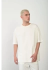 Unisex Basic Bisiklet Yaka Oversize T-Shirt - Beyaz