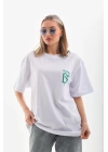 Unisex Baskılı Oversize T-Shirt - Beyaz