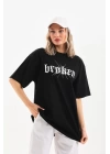 Unisex Baskılı Oversize T-Shirt - Siyah