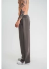 Unisex Boru Paça Baggy Eşofman Pantolon - Füme