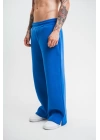 Unisex Boru Paça Baggy Eşofman Pantolon - Mavi