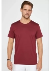 Unisex Düz Biskilet Yaka Oversize T-shirt - Bordo