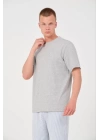 Unisex Düz Biskilet Yaka Oversize T-shirt - Gri