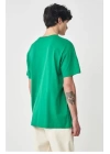 Unisex Düz Biskilet Yaka Oversize T-shirt - Yeşil