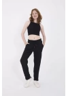 Unisex Üç İplik Basic Eşofman Pantolon - Siyah