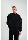 Uzun Kol Bisiklet Yaka Basic SweatShirt - Siyah