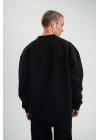 Uzun Kol Bisiklet Yaka Basic SweatShirt - Siyah