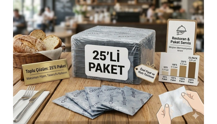 Renginex 6x12 Afiyet Olsun Baskılı Tek Kullanımlık Islak Mendil - 25li Paket