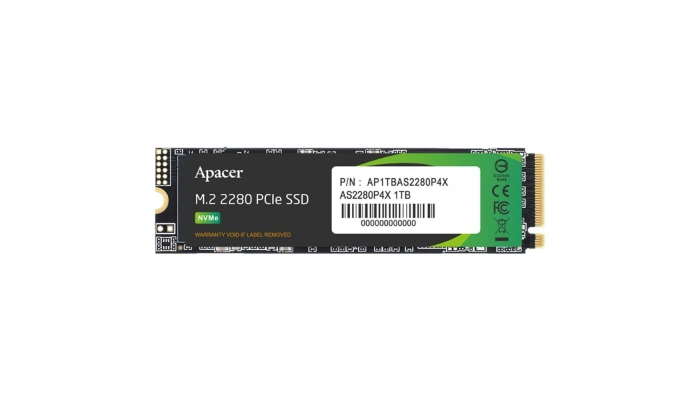 Apacer 1TB AS2280P4X NVMe PCIe M.2 2100/1700MB/s SSD (AP1TBAS2280P4X-1)