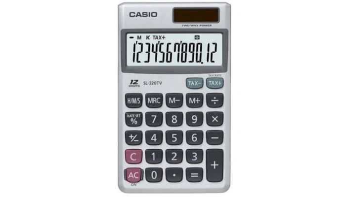 Casio SL-320TV-W-DP 12 Hane Cep Tipi Hesap Makinesi