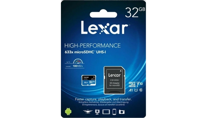 Lexar 32GB microSDHC A1 U1 V10 Hafıza Kartı + Adaptör