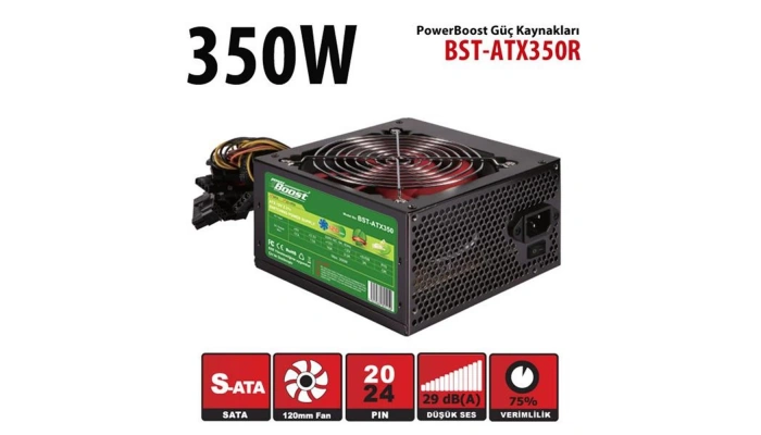 PowerBoost BST-ATX350R 350W 12cm Fanlı SATA Box Güç Kaynağı (PSU)