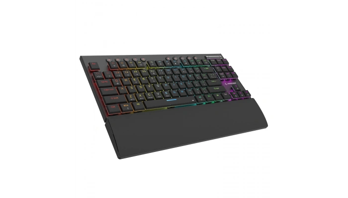 Rampage BERU Siyah 2.4G + BT Wireless RED SWITCH Mekanik Gaming Oyuncu Klavye Slim Low Profile RGB TKL