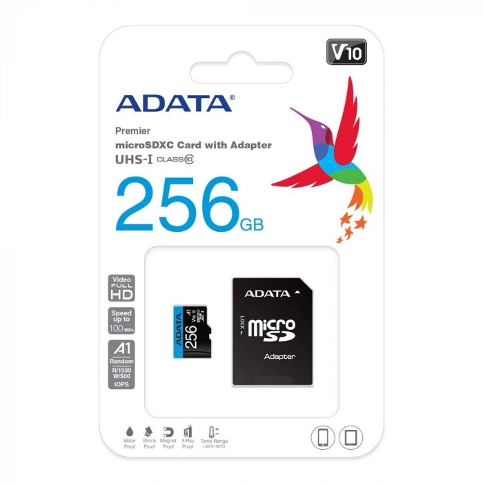 ADATA Premier 256GB microSDXC UHS-I Class 10 V10 Hafıza Kartı + Adaptör
