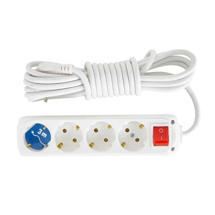 Almera 4’lü Anahtarlı Topraklı Grup Priz - 3 Metre