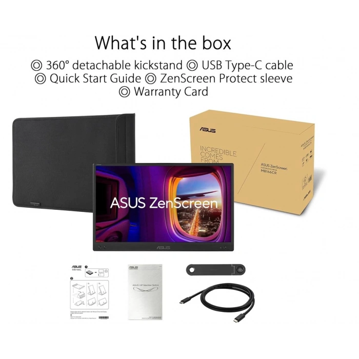 Asus 15.6 ZenScreen MB166CR 15.6 IPS 1920x1080 5 ms USB-C Mat Ekran Taşınabilir USB Monitör