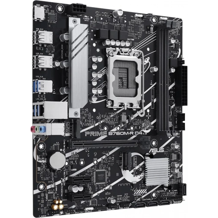 Asus PRIME B760M-R D4 Intel B760 LGA1700 DDR4 5333 HDMI 2X M.2 Aura RGB 2.5 Gbit LAN mATX Anakart