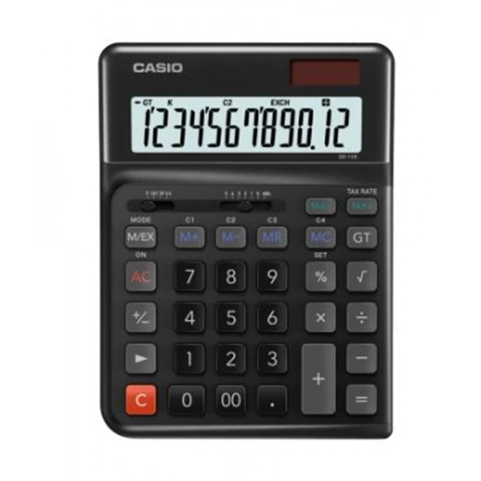 Casio DE-12E-BK 12 Hane Masa Üstü Ergonomik Tuşlu Hesap Makinesi (Siyah)