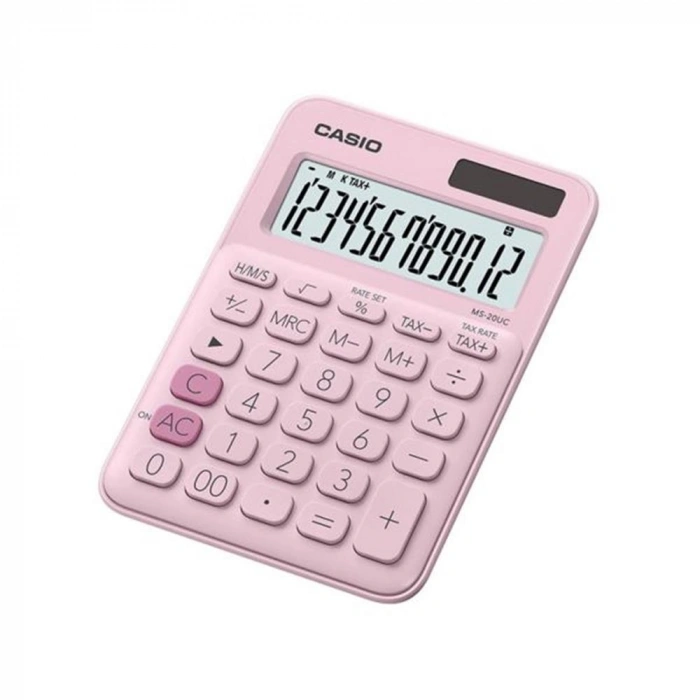 Casio MS-20UC-PK 12 Hane Açık Pembe Masaüstü Hesap Makinesi