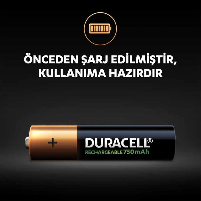 Duracell 750 mAh AAA Şarjlı İnce Kalem Pil - 2li Paket