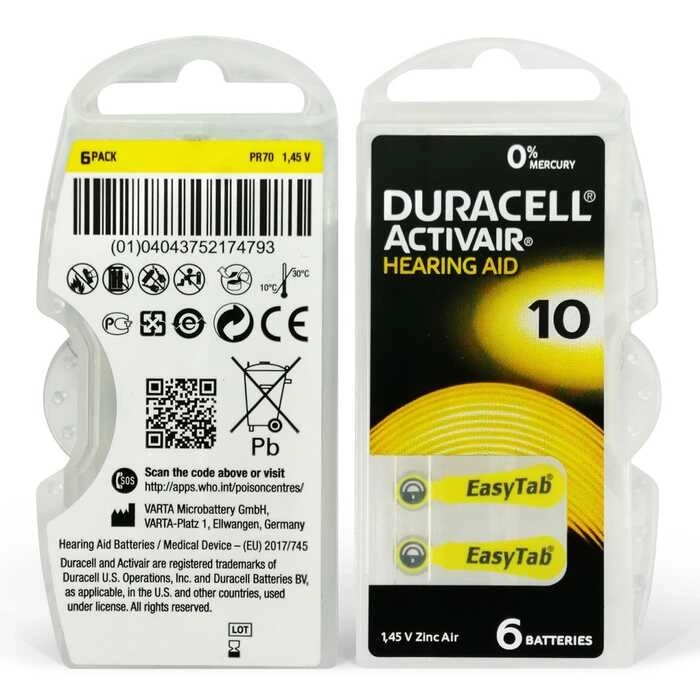 Duracell Activair 10 EasyTab Kulaklık Pili - 6’lı Paket