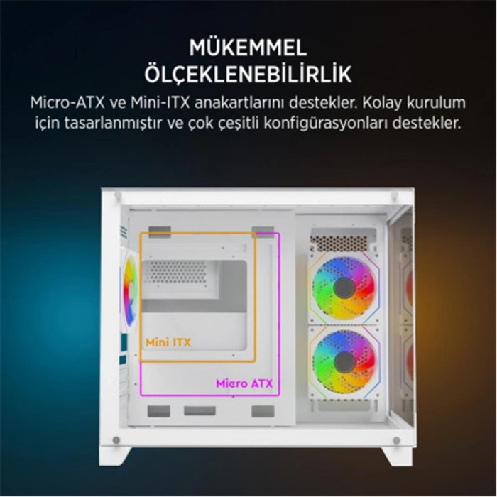 James Donkey Stark S700 750W Beyaz Temperli Cam Gaming Kasa