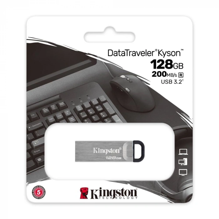 Kingston DataTraveler Kyson 128GB USB 3.2 Gen1 Metal Flash Bellek