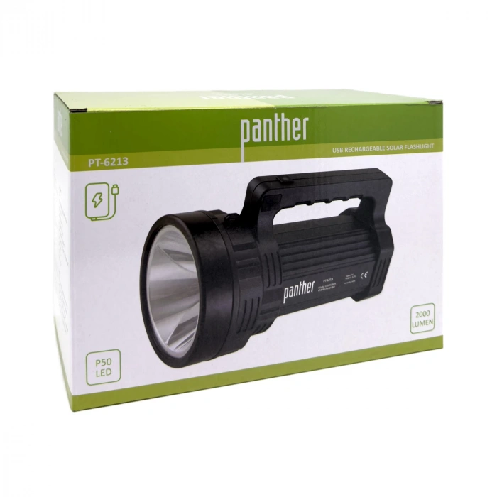 Panther PT-6213 Güneş Enerjili USB Şarjlı El Feneri