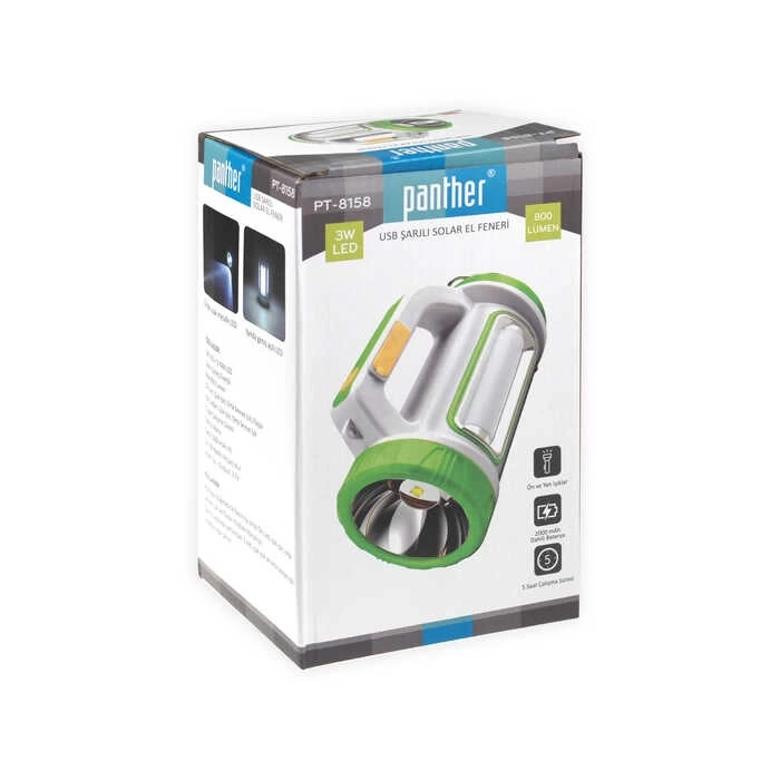 Panther PT-8158 Solar USB Şarjlı El Feneri