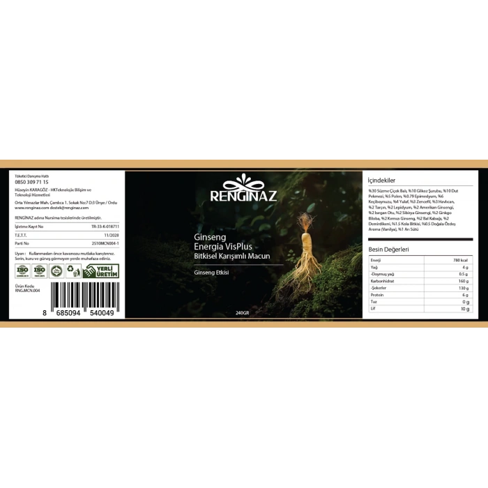 Ginseng Energia VisPlus Bitkisel Karışımlı Macun 240 gr