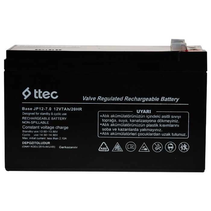 Ttec Base 12V 7Ah Bakımsız Kuru Tip Akü