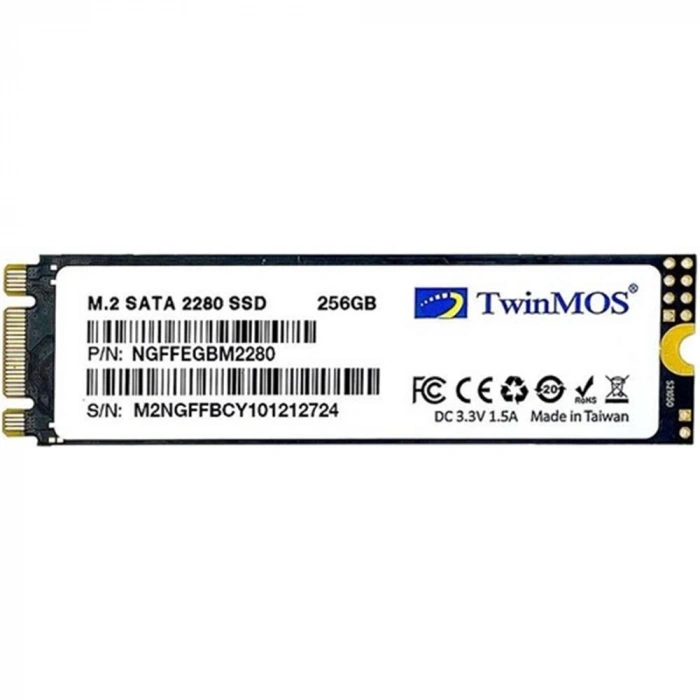 TwinMOS 256GB M.2 2280 SATA 3.0 580/550MB/s 3D NAND SSD (NGFFEGBM2280)