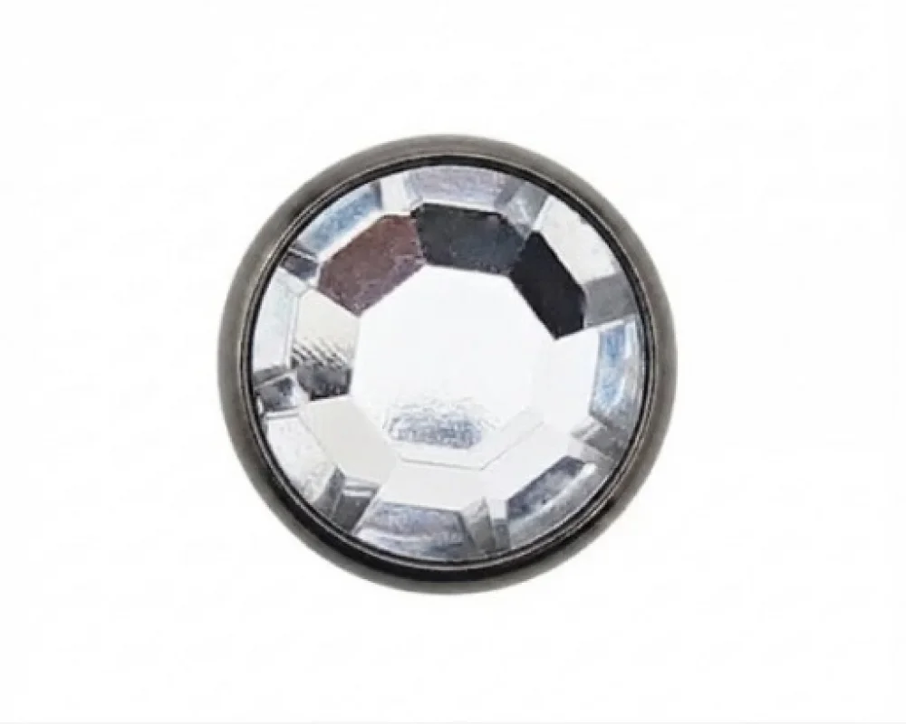 7.5 Mm Prong Snap Button Crystal Cap Part - Siyah Free Nikel