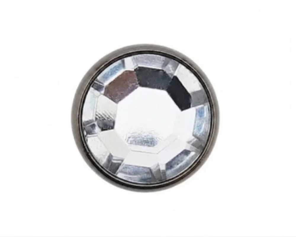 7.5 Mm Prong Snap Button Crystal Cap Part Long - Siyah Nikel*