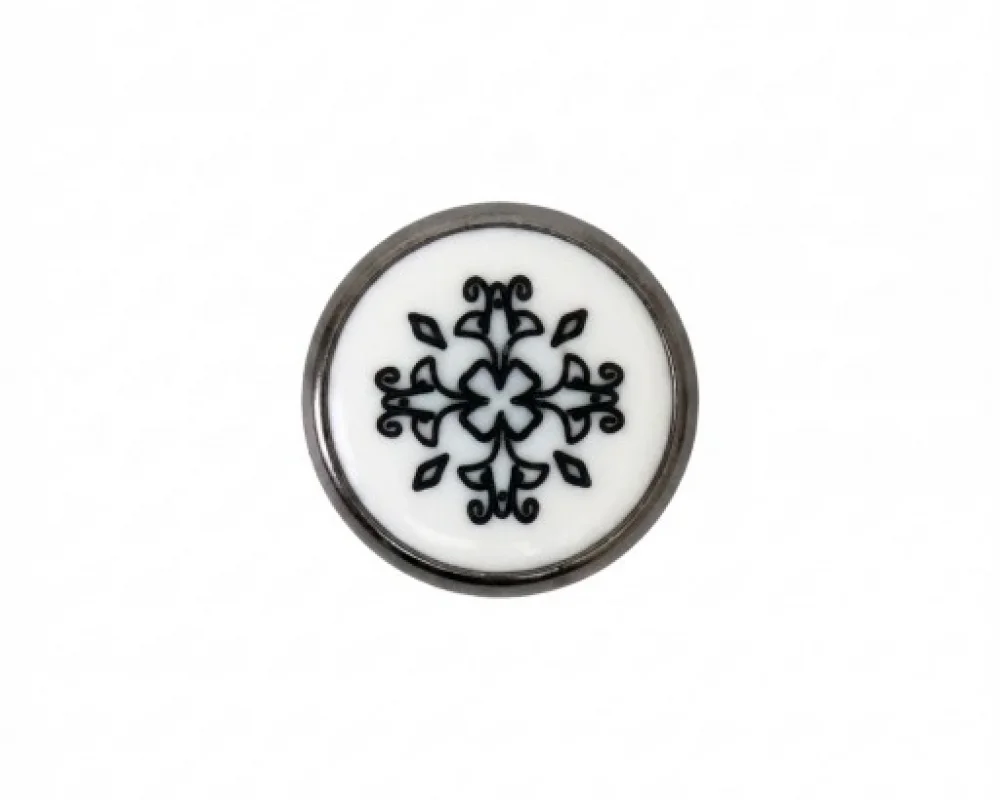 9.5 Mm Prong Snap Button Lasered Pearl Cap Part Long - Siyah Free Nikel