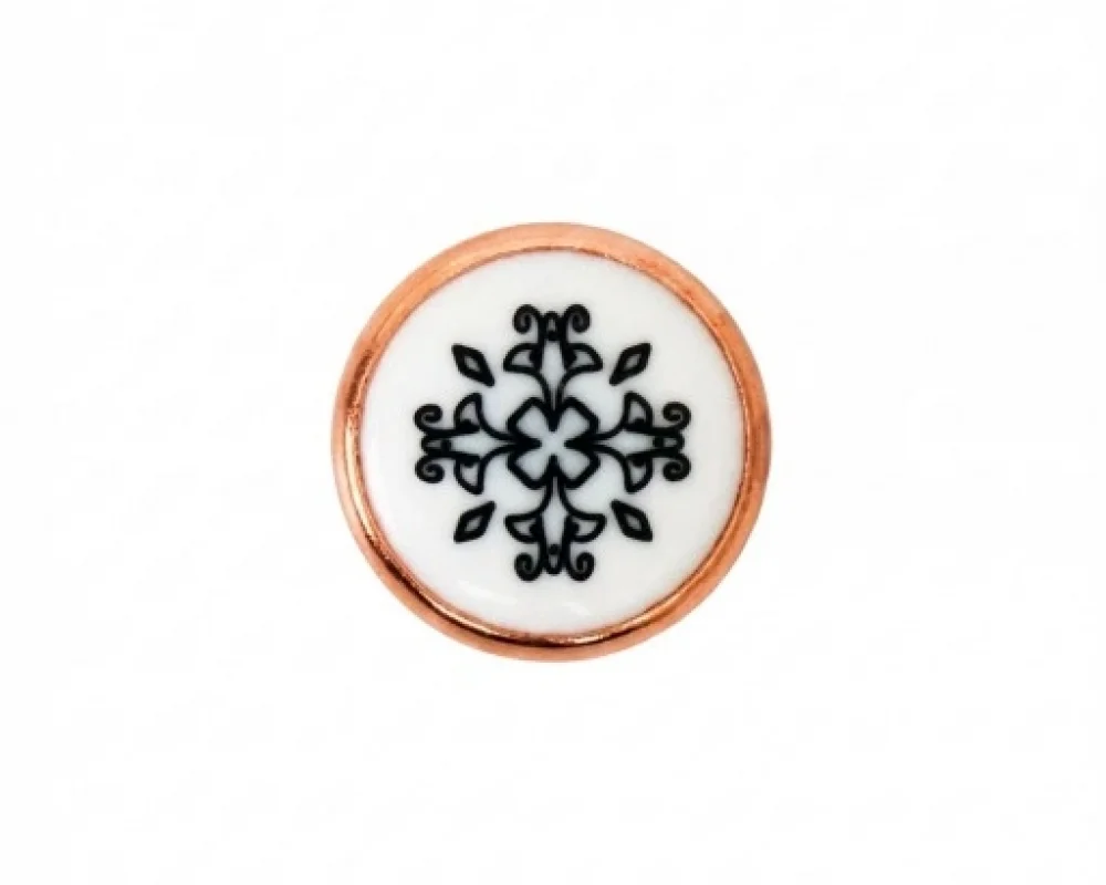 11.5 Mm Tek Prong Snap Button Lasered Pearl Cap Part - Bakır