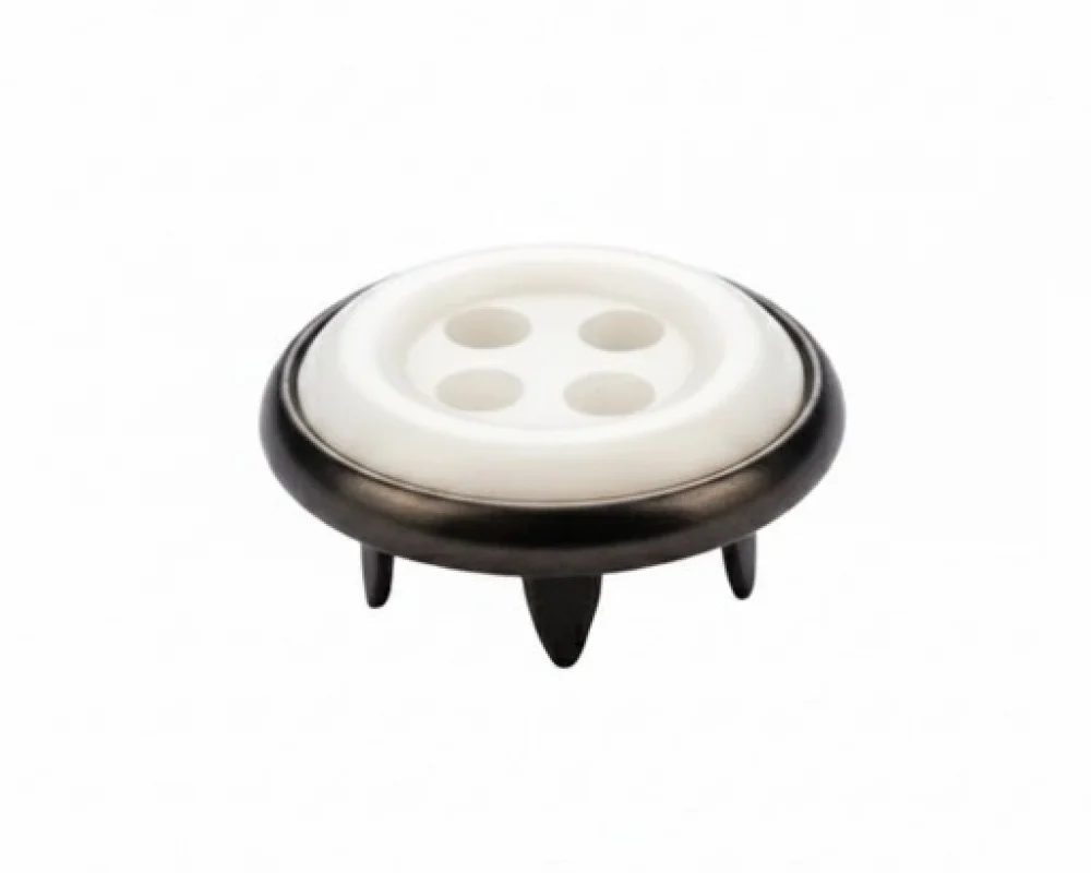 11.5 Mm Prong Snap Button With Button Design Marble Pearl Cap Part - Siyah Nikel*