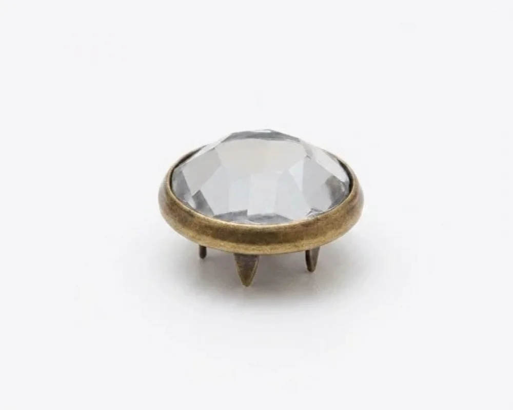 12.5 Mm Prong Snap Button Crystal Cap Part - Antik Sarı