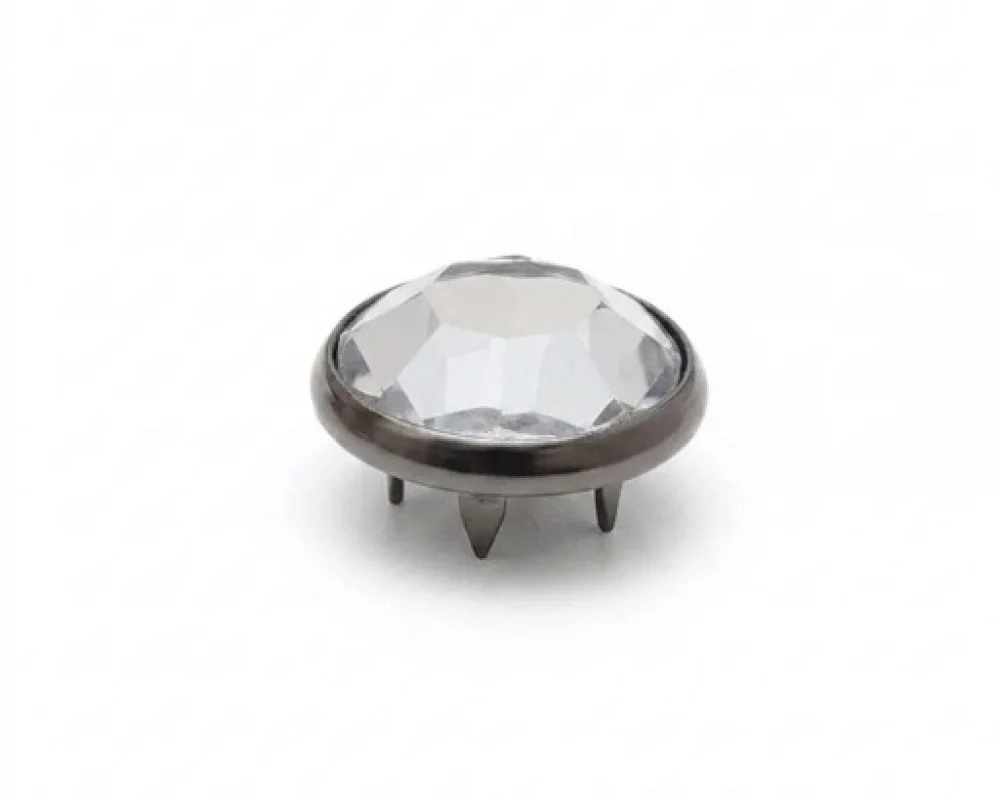 12.5 Mm Prong Snap Button Crystal Cap Part - Siyah Free Nikel