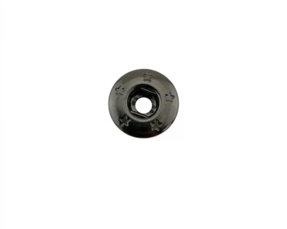 Spring Snap Button Socket Part ( Five Star Patterned ) - Siyah Free Nikel