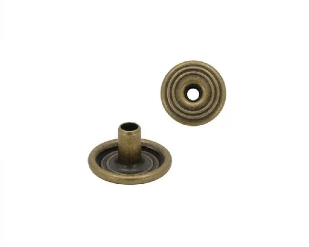 Spring Snap Button Under Three Parts With Self Capped (Round Pattern) - Antik Sarı