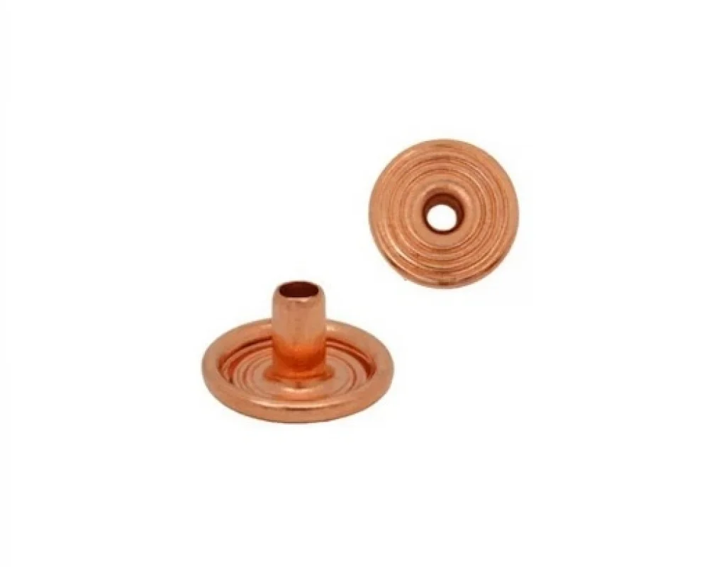 Spring Snap Button Under Three Parts With Self Capped (Round Pattern) - Bakır