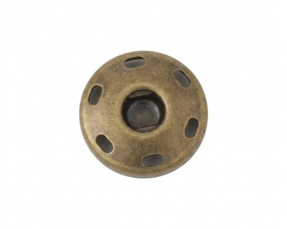 17 Mm Elde Dikme Çıtçıt Dişi Parça 6 Delik - Antik Sarı