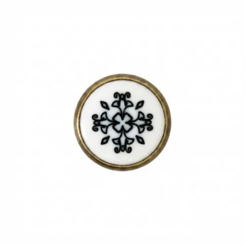9.5 Mm Prong Snap Button Lasered Pearl Cap Part - Antik Sarı