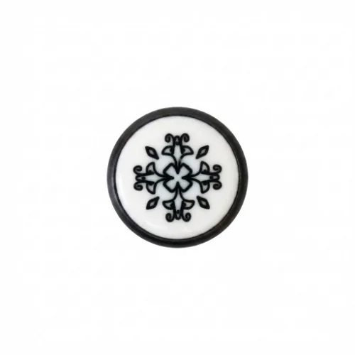 9.5 Mm Prong Snap Button Lasered Pearl Cap Part - Avrupa Siyah Oksit