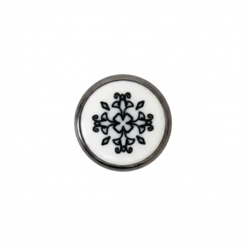 9.5 Mm Prong Snap Button Lasered Pearl Cap Part Long - Siyah Free Nikel