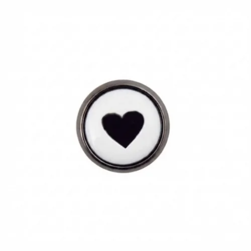 11.5 Mm Çift Kat Prong Snap Button Lasered Pearl Cap Part - Siyah Nikel*