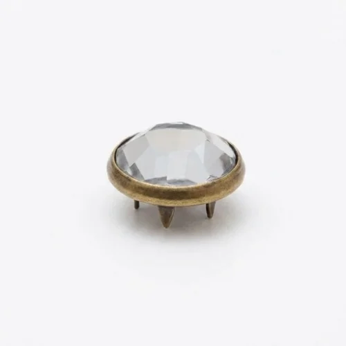 12.5 Mm Prong Snap Button Crystal Cap Part - Antik Sarı